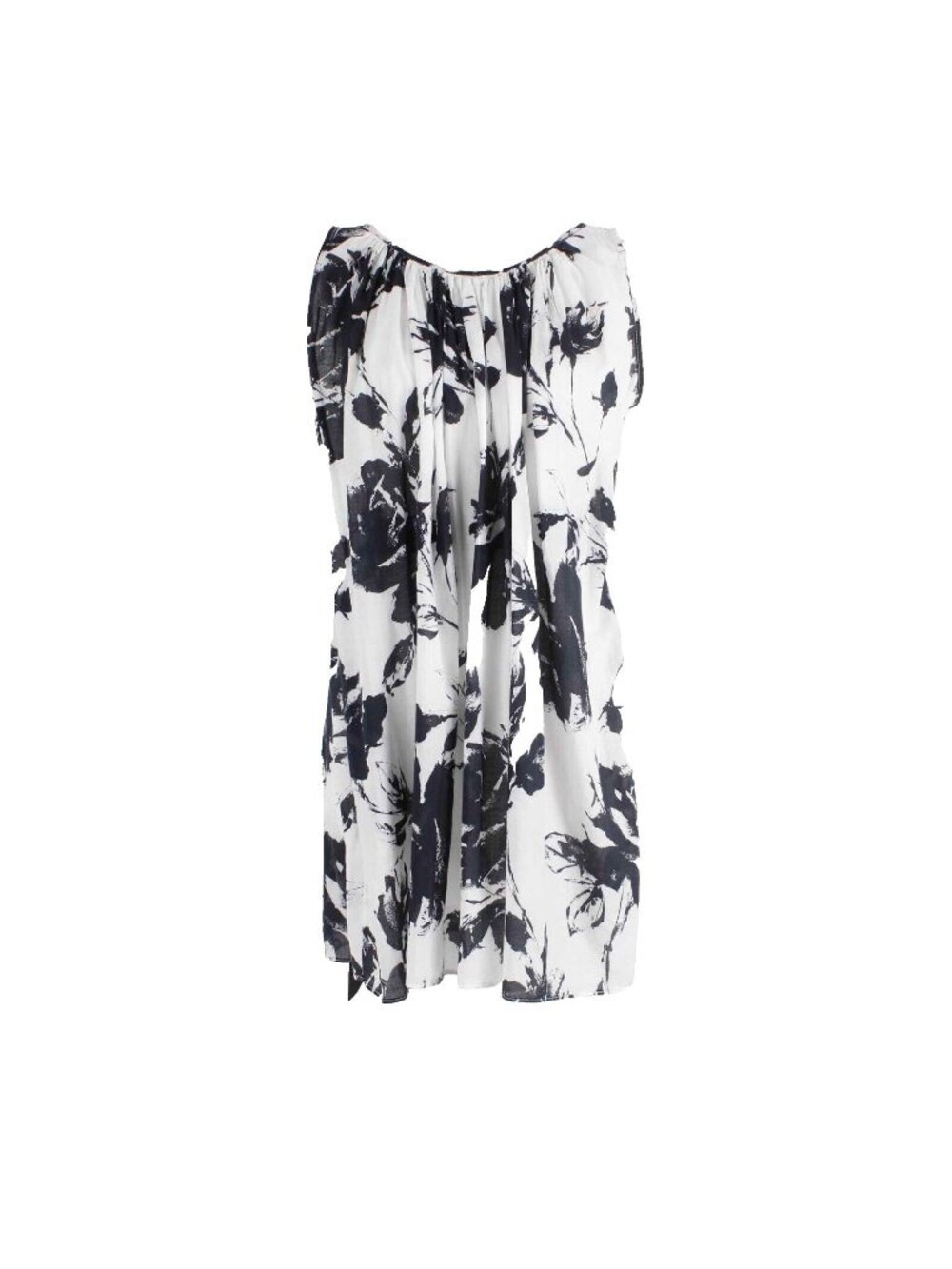 Carmen Marc Valvo Dress Sz XS White Navy Sleeveless Sheer 100% Cotton Dress